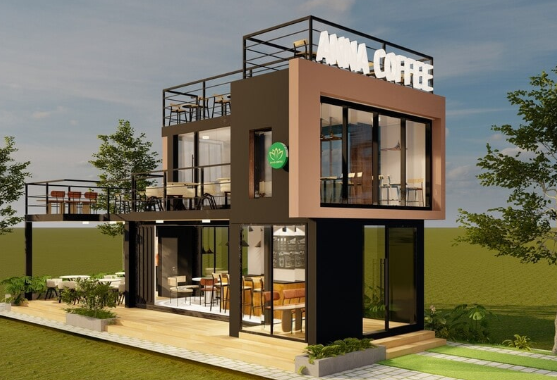 Mô hình thi công thiết kế quán cà phê container